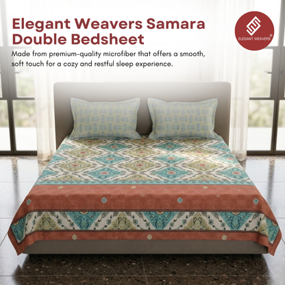 Elegant Weavers Samara Double Bedsheet with 2 Pillow Covers (45x67 cm) | Microfiber Fabric | Bedsheet Size 220x250 cm | Soft, Breathable & Durable