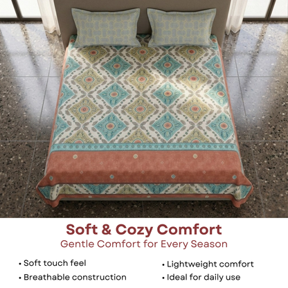 Elegant Weavers Samara Double Bedsheet with 2 Pillow Covers (45x67 cm) | Microfiber Fabric | Bedsheet Size 220x250 cm | Soft, Breathable & Durable