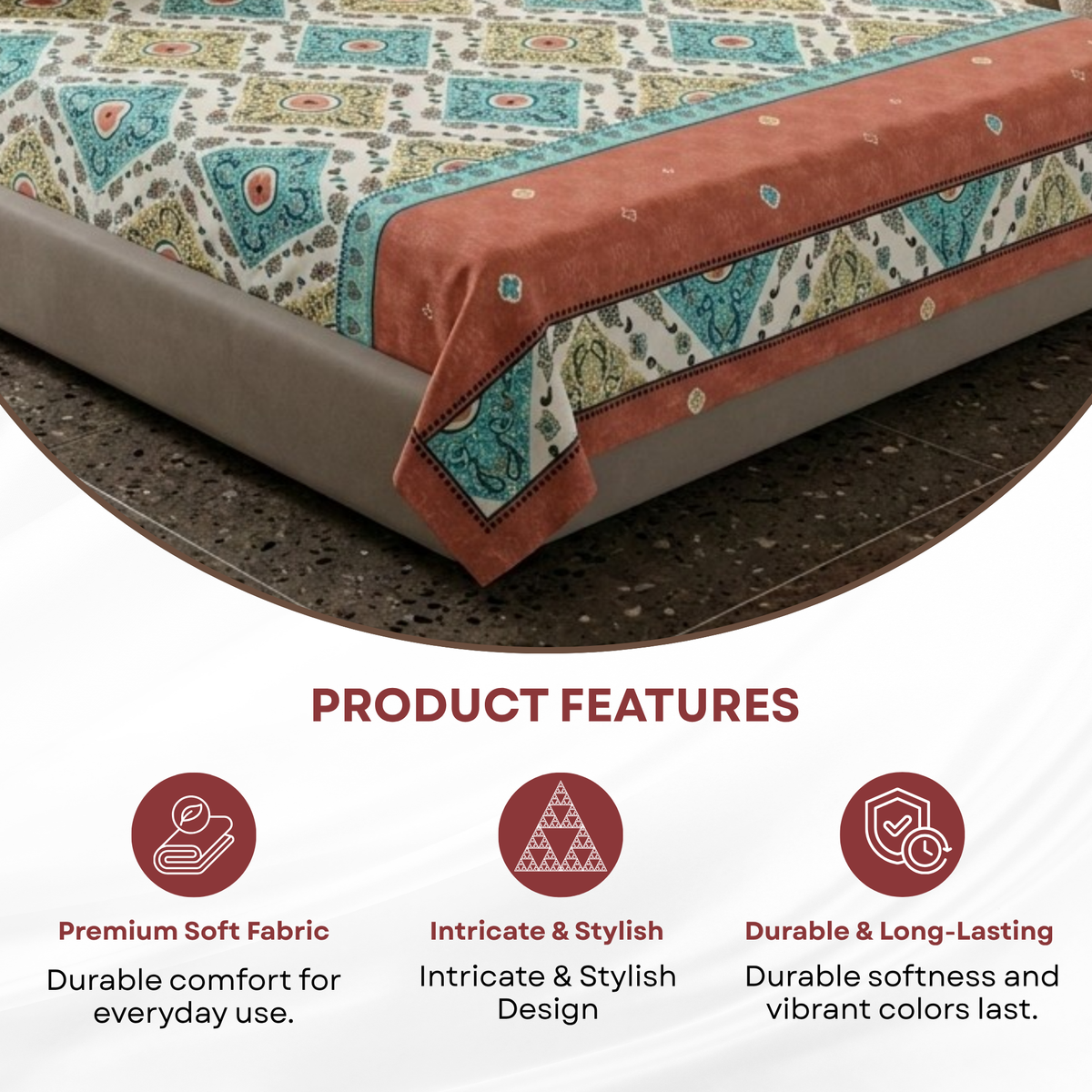 Elegant Weavers Samara Double Bedsheet with 2 Pillow Covers (45x67 cm)