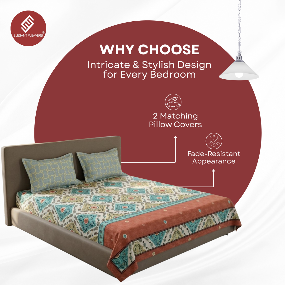 Elegant Weavers Samara Double Bedsheet with 2 Pillow Covers (45x67 cm)
