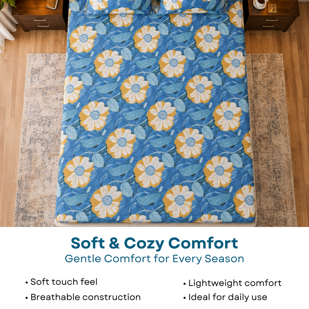 Elegant Weavers Autumn Double Bedsheet with 2 Pillow Covers (40x60 cm)