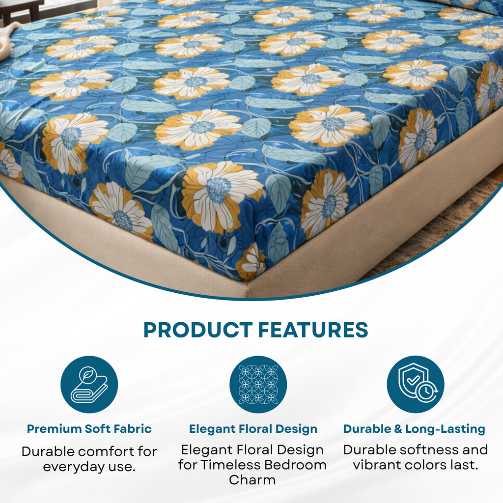 Elegant Weavers Autumn Double Bedsheet with 2 Pillow Covers (40x60 cm)