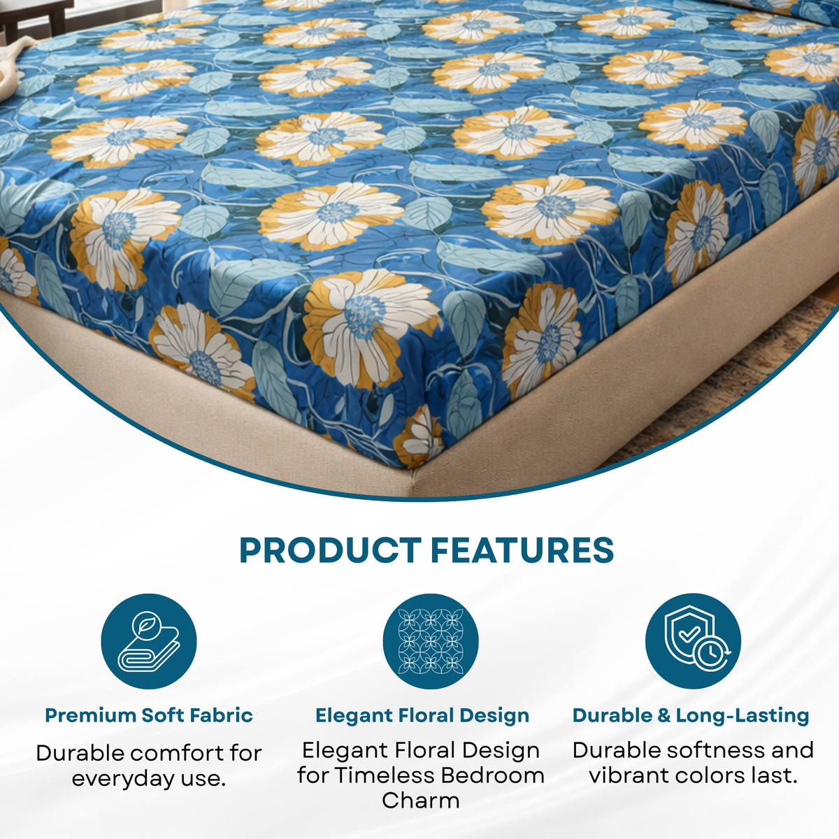 Elegant Weavers Autumn Double Bedsheet with 2 Pillow Covers (40x60 cm)