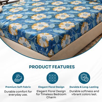 Elegant Weavers Autumn Double Bedsheet with 2 Pillow Covers (40x60 cm) | Microfiber Fabric | Bedsheet Size 215x230 cm | Soft, Breathable & Durable