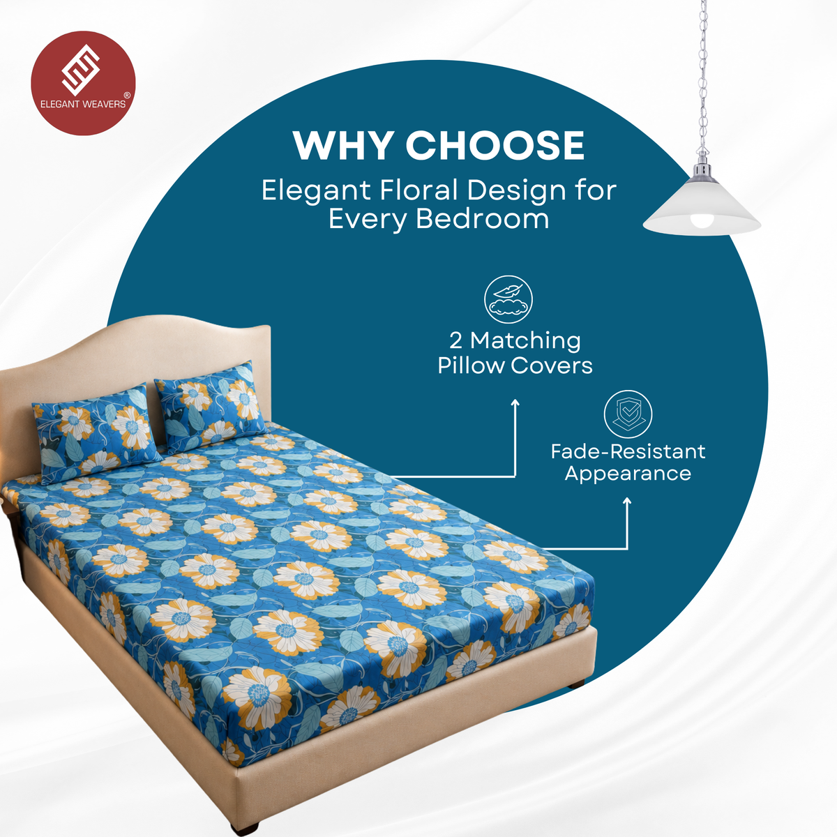 Elegant Weavers Autumn Double Bedsheet with 2 Pillow Covers (40x60 cm)