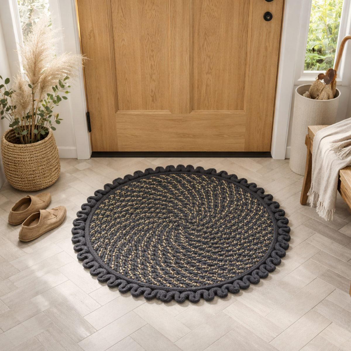 Elegant Weavers Jazz Round Mat Grey
