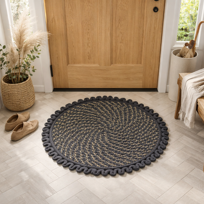 Elegant Weavers Jazz Round Mat Grey | Acrylic Fabric | Size 40x40 cm | Soft, Durable & Anti-Slip Floor Mat