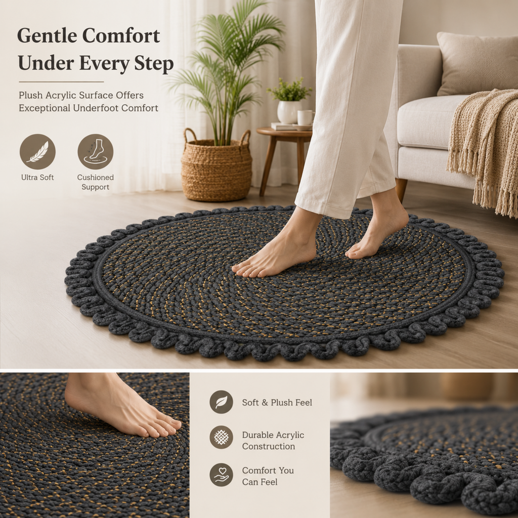 Elegant Weavers Jazz Round Mat Grey