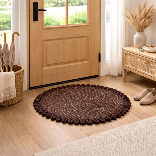 Elegant Weavers Jazz Round Mat Brown | Acrylic Fabric | Size 40x40 cm | Soft, Durable & Anti-Slip Floor Mat