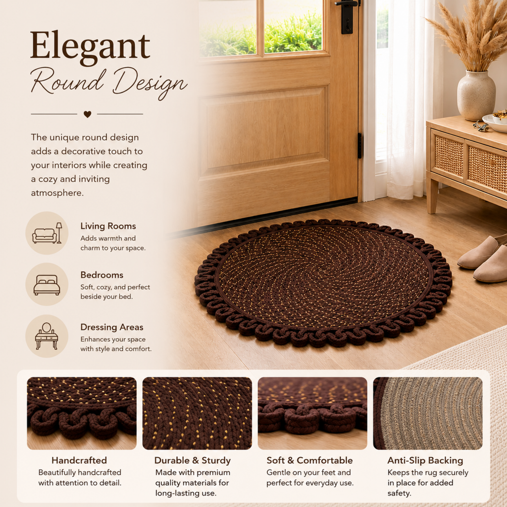 Elegant Weavers Jazz Round Mat Brown