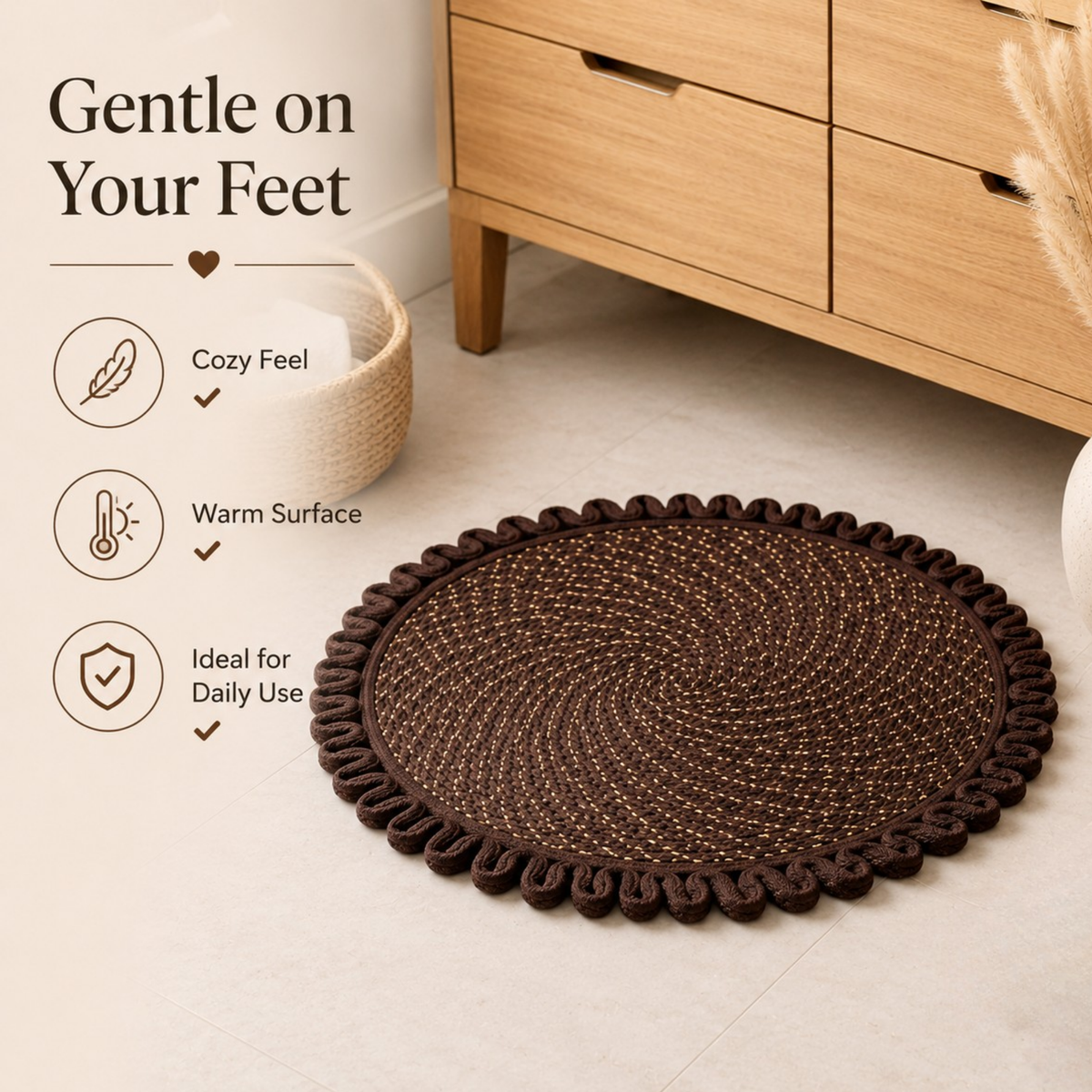 Elegant Weavers Jazz Round Mat Brown