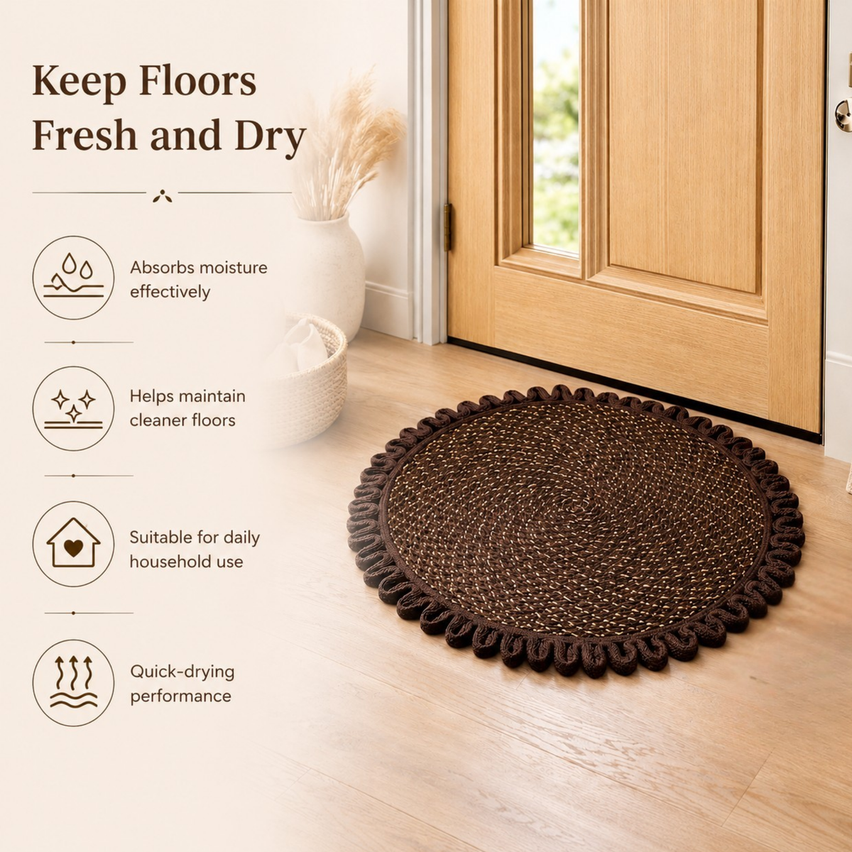 Elegant Weavers Jazz Round Mat Brown