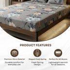 Elegant Weavers Pewter Double Bedsheet with 2 Pillow Covers (215x230 cm)