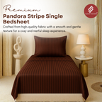 Elegant Weavers Pandora Stripe Single Bedsheet Brown with Pillow Cover (150x220 cm)