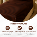 Elegant Weavers Pandora Stripe Single Bedsheet Brown with Pillow Cover (150x220 cm)