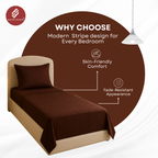 Elegant Weavers Pandora Stripe Single Bedsheet Brown with Pillow Cover (150x220 cm)