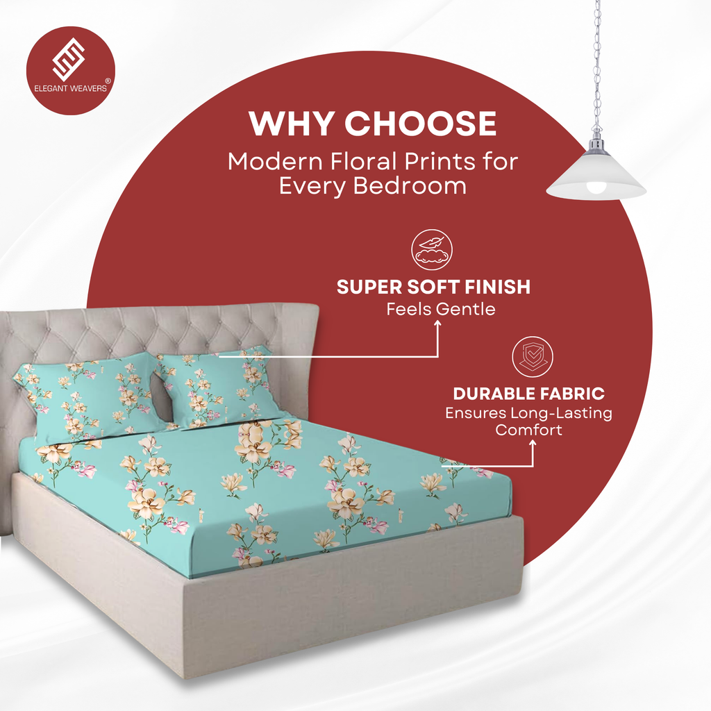 ELEGANT WEAVERS Floral Single Bedsheet with Pillow Cover