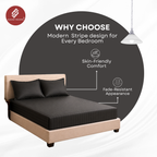 Elegant Weavers Icarus Stripe Double Bedsheet Grey with 2 Pillow Covers (220x240 cm)