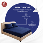 Elegant Weavers Hercules Stripe Double Bedsheet Navy with 2 Pillow Covers (220x240 cm)