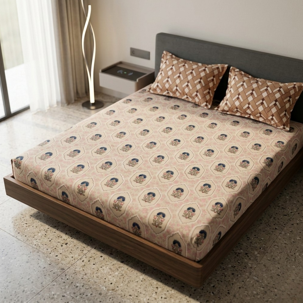 Elegant Weavers Granola Double Bedsheet with 2 Pillow Covers (220x250 cm)