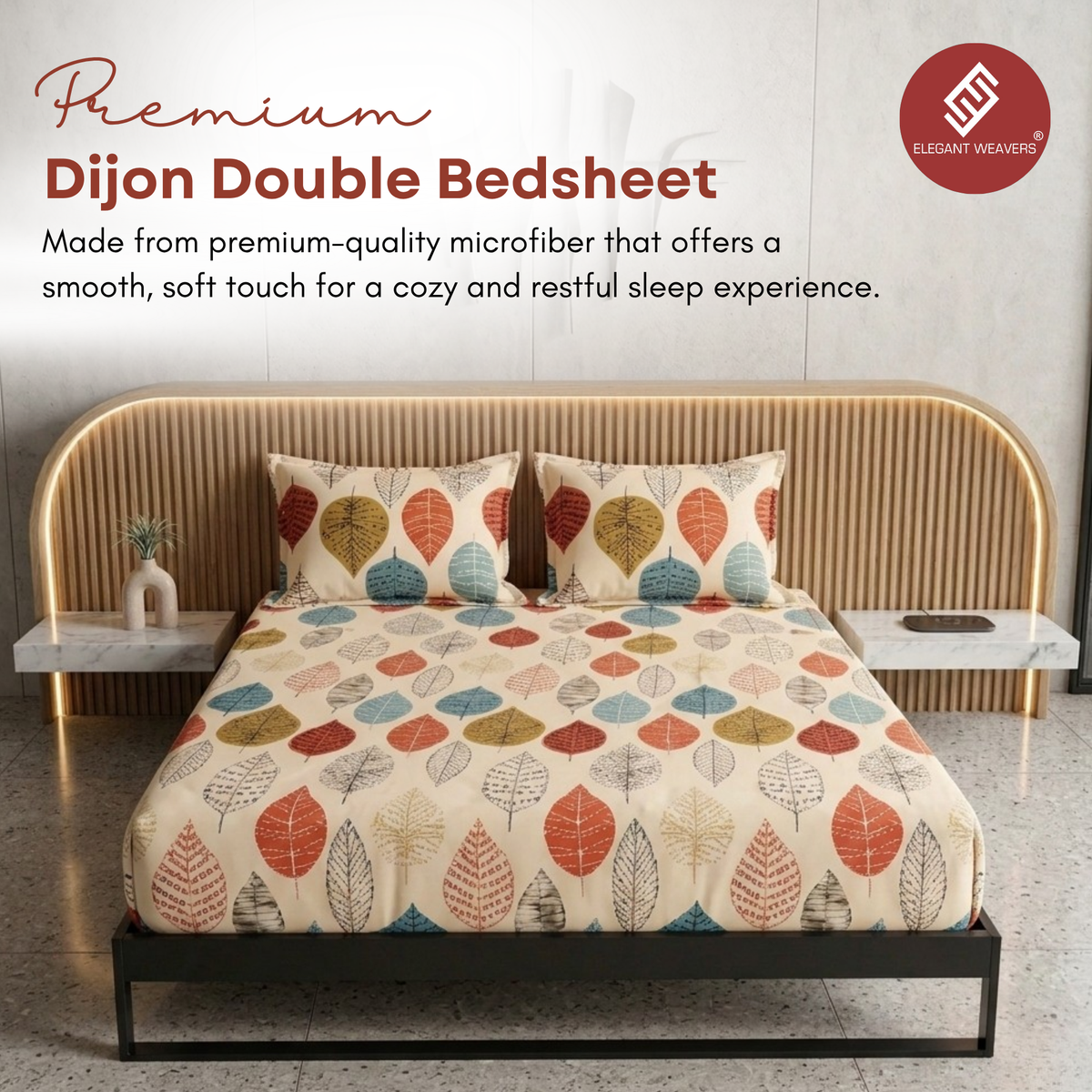 Elegant Weavers Dijon Double Bedsheet with 2 Pillow Covers (215x230 cm)