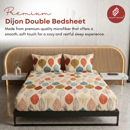 Elegant Weavers Dijon Double Bedsheet with 2 Pillow Covers (215x230 cm) | Microfiber Dew Design Bedding Set | Soft, Durable & Easy Care