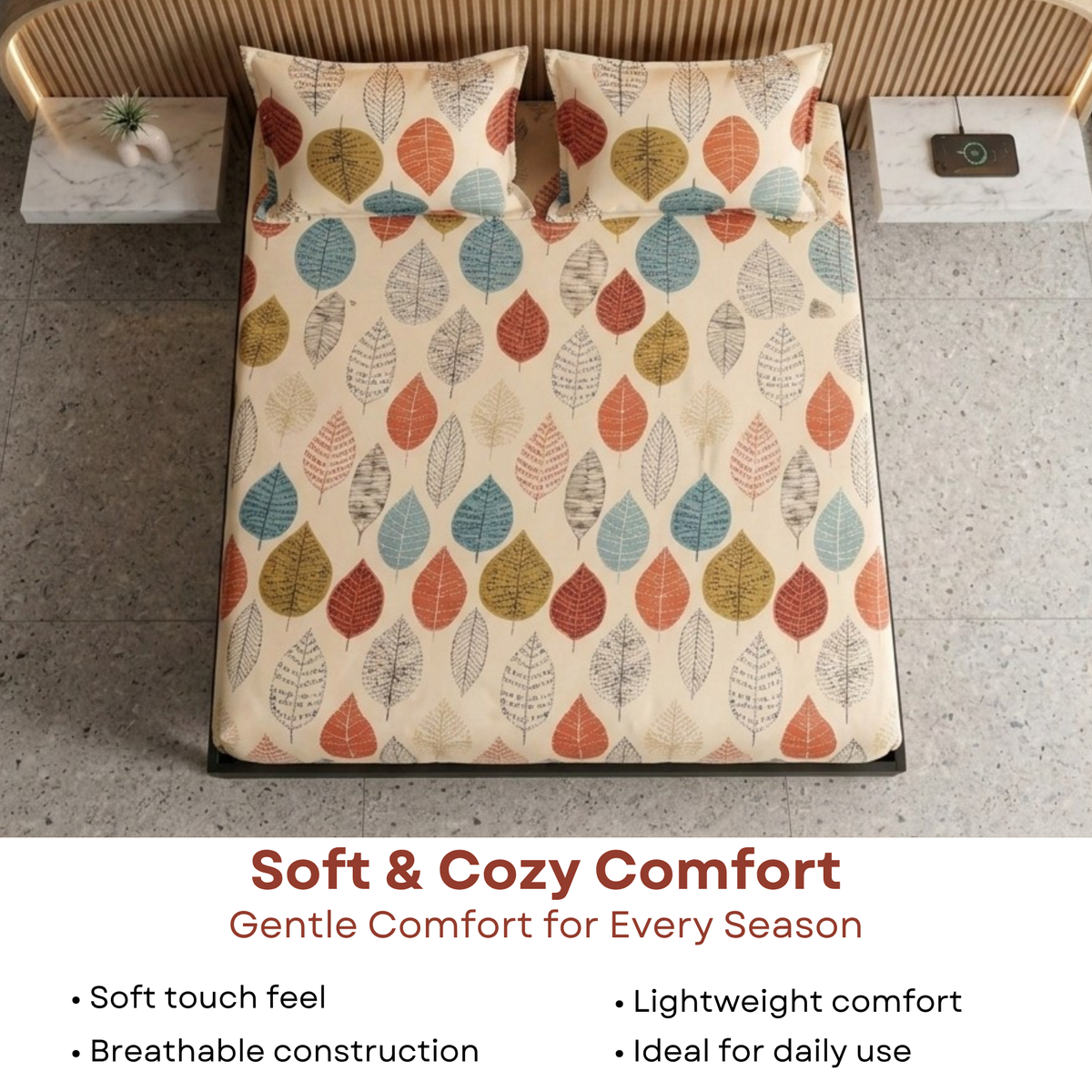 Elegant Weavers Dijon Double Bedsheet with 2 Pillow Covers (215x230 cm)